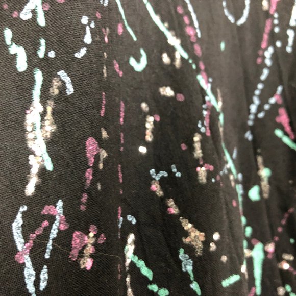 Vintage 80s 90s Sweater Size L Womens Glitter Floral Dolman 3/4 Sleeve Black - Picture 3 of 12